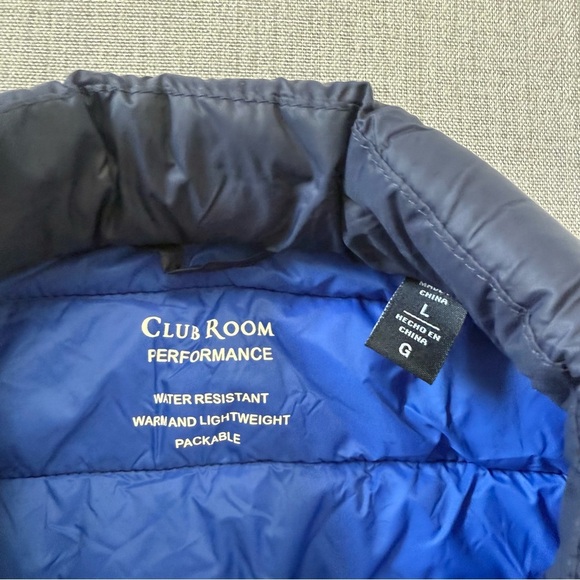 Club Room Men's Packable Vest Navy Blue Full Zip Lightweight Size L Travel - Picture 8 of 11